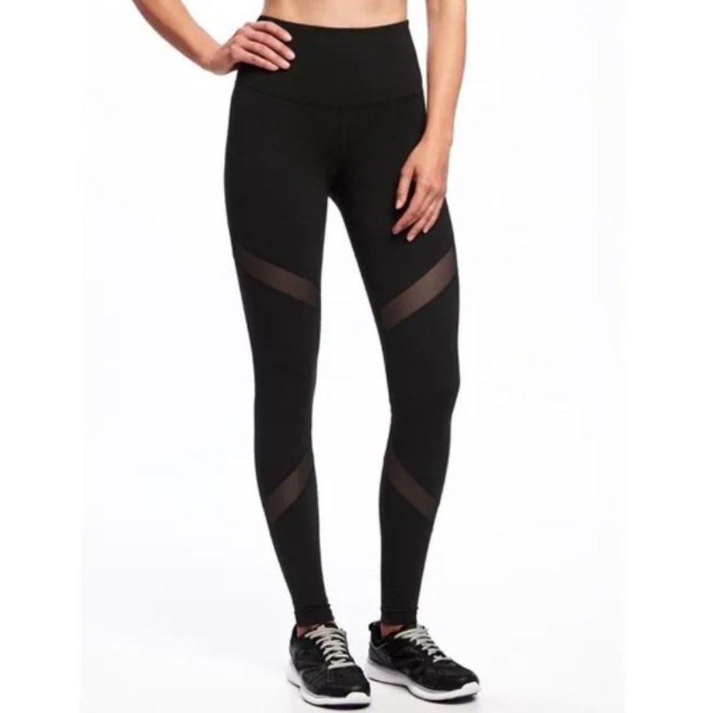 Old Navy Leggings | High Waisted With Mesh Sheer Strips
